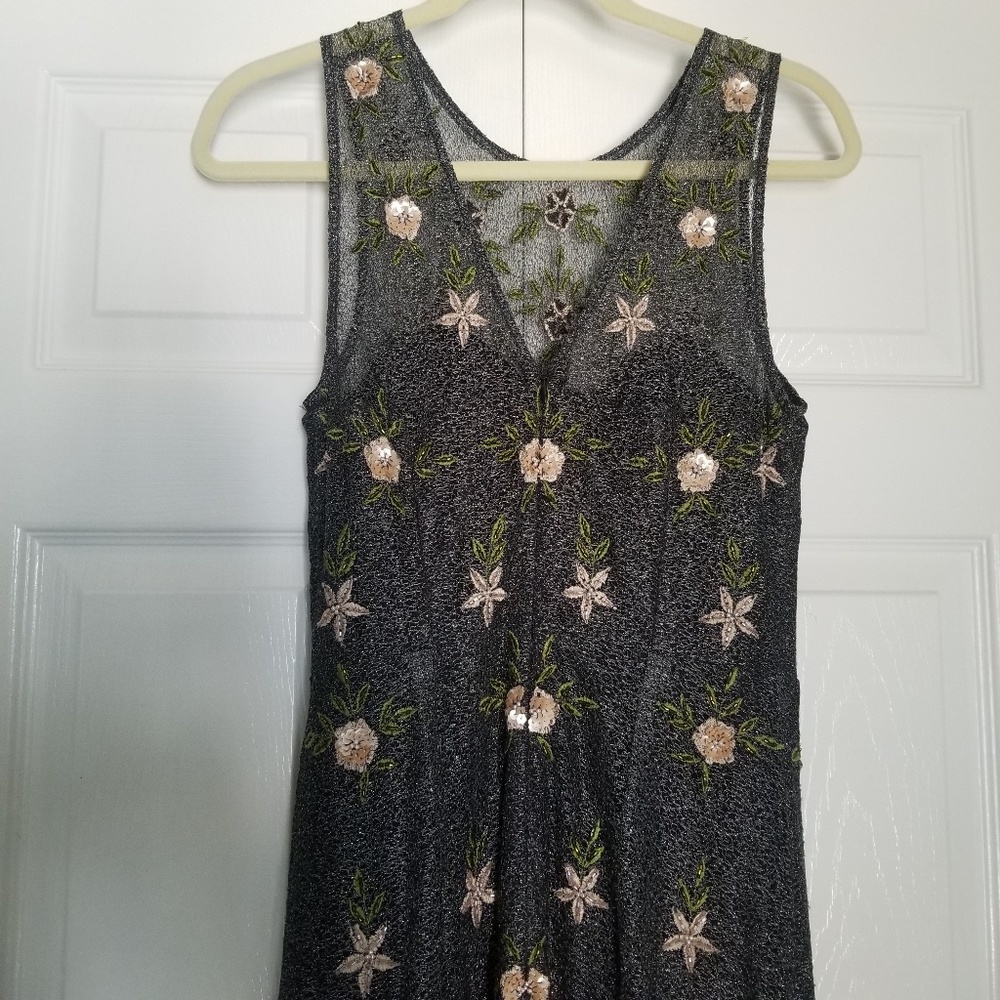 NWOT BHLDN Anthro Metallic Beaded Floral Maxi - Picture 4 of 8